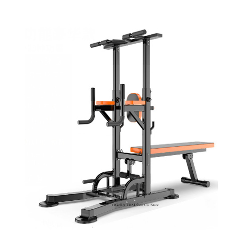 All-in-one Workout Dip Station with Fitness Board, 8 Grade Adjust Height Home Gym Pull Up Dip Station, Sit-ups Fitness Equipment