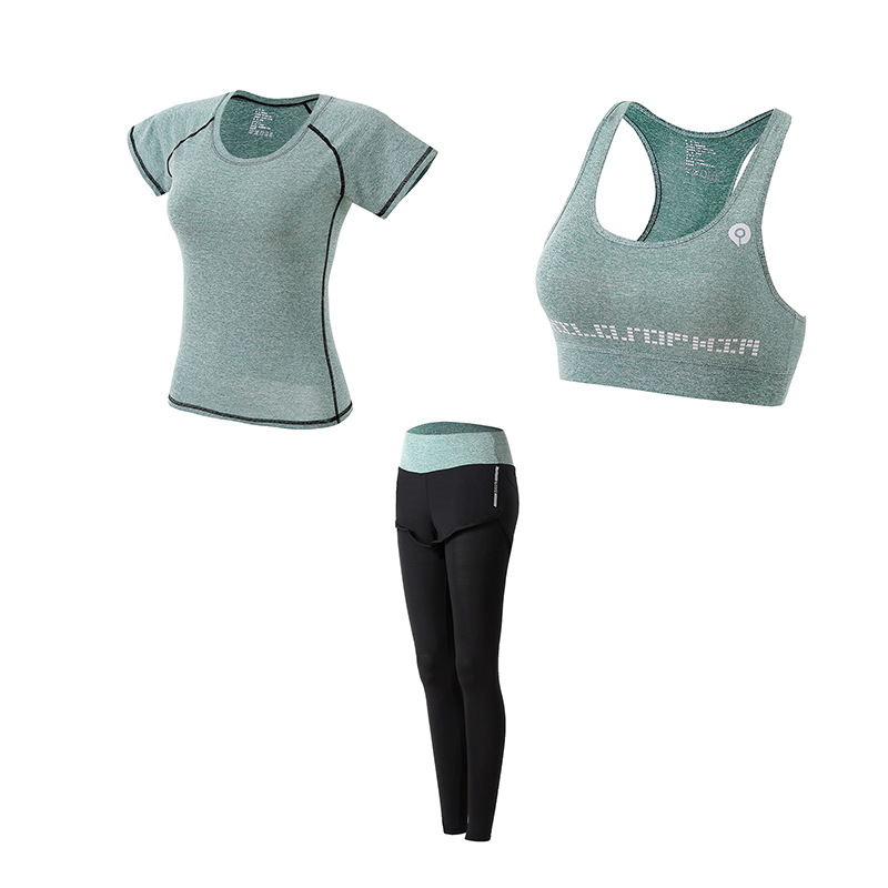 1Set Women 5 Piece Yoga Set for Running T-Shirt Fitness Bra Sports Wear Fitness Kleding Vrouwen Gym Clothing Workout Sports Suit